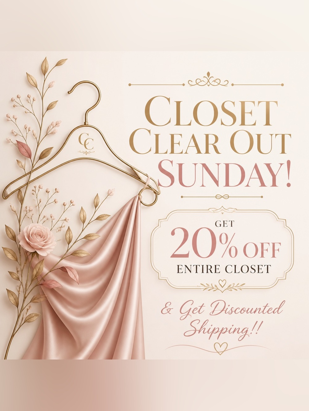 Closet Clear Out Sunday - 20% Off Entire Closet & Disconted Shipping!